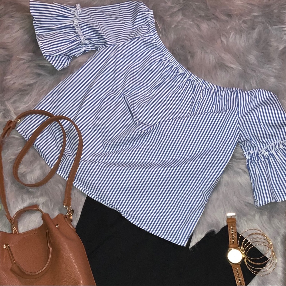 Striped off the shoulder blouse ONLY